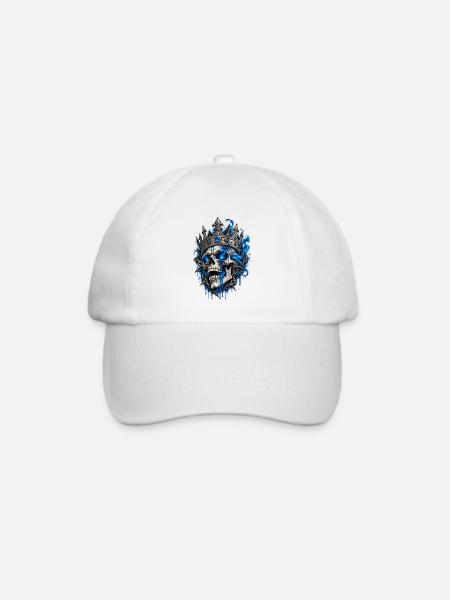 Königstotenkopf mit Blaufeuer - Baseballkappe - Weiß/Weiß