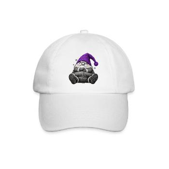 Weihnachtswichtel mit lila Wintermütze - Baseballkappe - Weiß/Weiß - Vorne