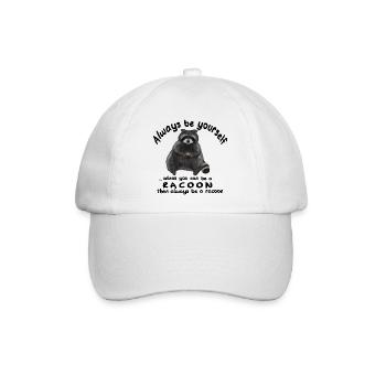 Always be yourself - Waschbär mit Keks - Baseballkappe - Weiß/Weiß - Vorne