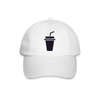 Kaffee-Becher Silhouette mit Stroh - Baseballkappe - Weiß/Weiß - Vorne