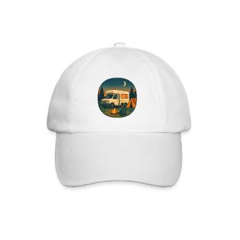 Geschenk zur ersten Nacht im eigenen Wohnmobil - Baseballkappe - Weiß/Weiß - Vorne