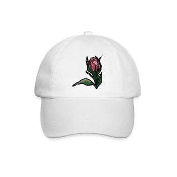 Rosenblüte auf Mitternachtsschwarz - Baseballkappe - Weiß/Weiß - Vorne