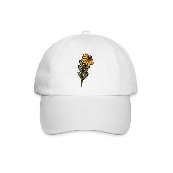 Sonnenbeschienenes gelbes Gänseblümchen-Aquarell - Baseballkappe - Weiß/Weiß - Vorne