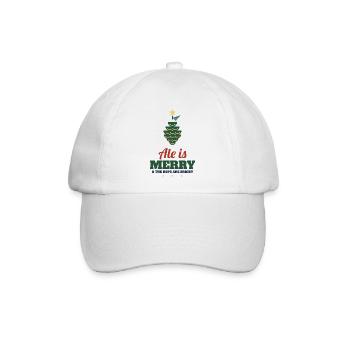 Ale Is Merry – Craft-Bier Weihnachtsshirt - Baseballkappe - Weiß/Weiß - Vorne