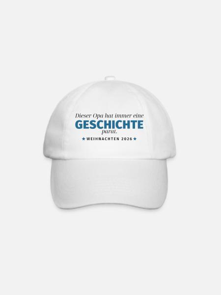 Opa erzählt Geschichte – Weihnachten 2026 - Baseballkappe - Weiß/Weiß