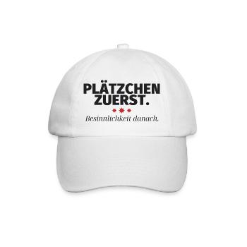 Plätzchen zuerst Besinnlichkeit danach - Baseballkappe - Weiß/Weiß - Vorne
