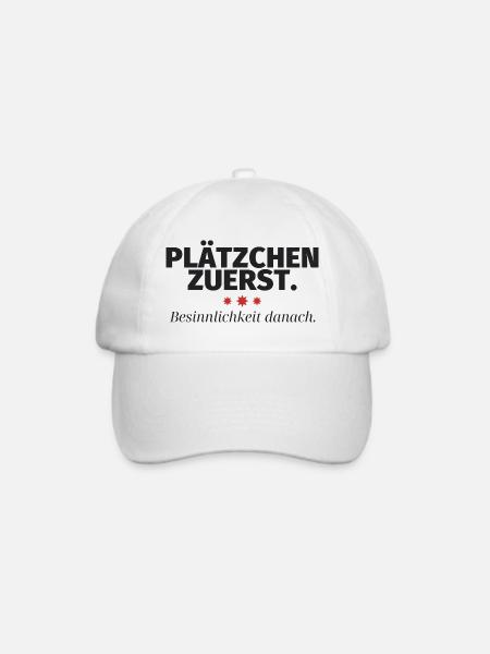 Plätzchen zuerst Besinnlichkeit danach - Baseballkappe - Weiß/Weiß