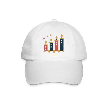 Adventstadt im Kerzenlicht – Weihnachtsmotiv - Baseballkappe - Weiß/Weiß - Vorne