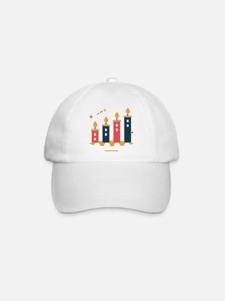 Adventstadt im Kerzenlicht – Weihnachtsmotiv - Baseballkappe - Weiß/Weiß