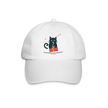 Katze klaut die Geschenkschleife – Weihnachten - Baseballkappe - Weiß/Weiß - Vorne