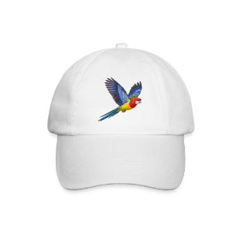 Prachtrosella im Flug – Sittich in bunten Farben - Baseballkappe - Weiß/Weiß - Vorne