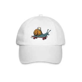 Skate-Schnecke mit Espresso - Baseballkappe - Weiß/Weiß - Vorne