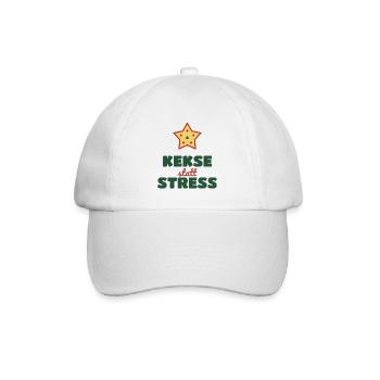 Kekse statt Stress – Plätzchen Weihnachten - Baseballkappe - Weiß/Weiß - Vorne