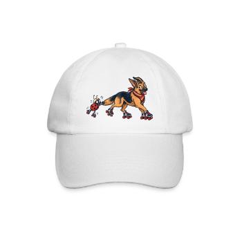 Schäferhund und Marienkäfer auf Rollschuhen - Baseballkappe - Weiß/Weiß - Vorne