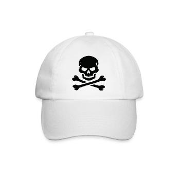 Totenkopf und gekreuzte Knochen Fettes Emblem - Baseballkappe - Weiß/Weiß - Vorne