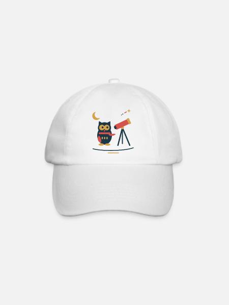 Eule am Sternenteleskop – Winterastronomie - Baseballkappe - Weiß/Weiß
