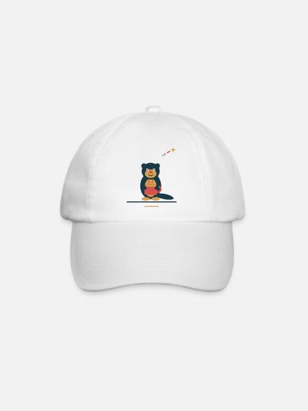 Otter mit Kaffeetasse – kleine Kaffeeauszeit - Baseballkappe - Weiß/Weiß