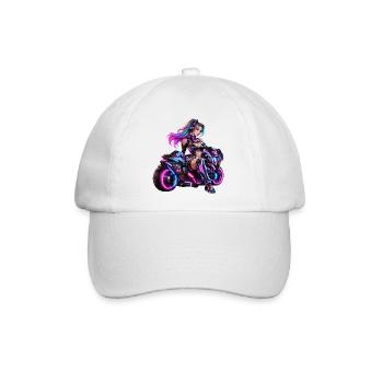 Cyber-Neon-Moto-Königin - Baseballkappe - Weiß/Weiß - Vorne