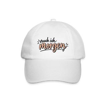 Mach ich morgen - Baseballkappe - Weiß/Weiß - Vorne