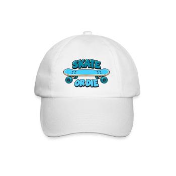 Skate or die retro Design - Baseballkappe - Weiß/Weiß - Vorne
