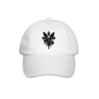 Gothic Totenkopf Rosen - Baseballkappe - Weiß/Weiß - Vorne