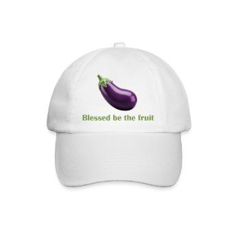 Gesegnet sei die Frucht – Spaß-Shirt! - Baseballkappe - Weiß/Weiß - Vorne