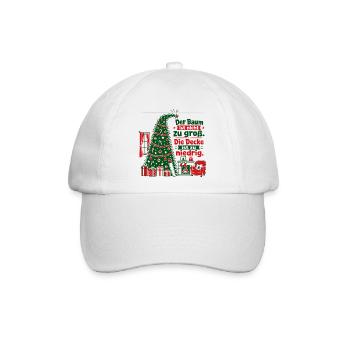 Lustiger Weihnachtsbaum zu groß Papa Spruch - Baseballkappe - Weiß/Weiß - Vorne