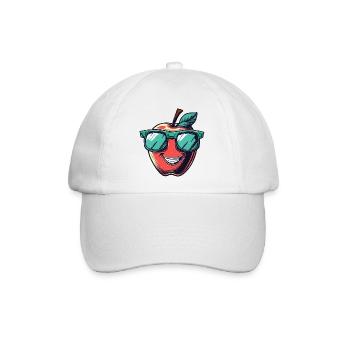 Lachender Apfel mit grüner Sonnenbrille - Baseballkappe - Weiß/Weiß - Vorne
