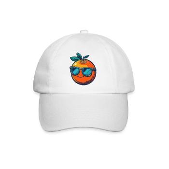 Orange mit blauer Sonnenbrille und Lächeln - Baseballkappe - Weiß/Weiß - Vorne