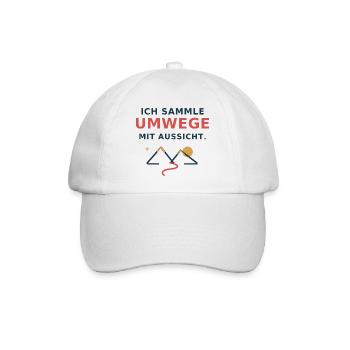 Ich sammle Umwege mit Aussicht – Wanderspruch - Baseballkappe - Weiß/Weiß - Vorne