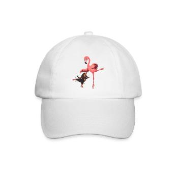 Dackel und Flamingo tanzen Ballett - Baseballkappe - Weiß/Weiß - Vorne