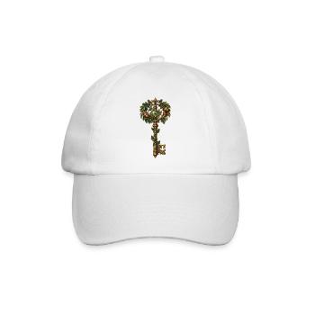 Magischer Waldschlüssel mit grüner Glaskugel - Baseballkappe - Weiß/Weiß - Vorne