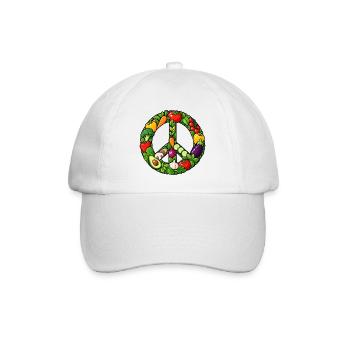 Gemüse Peace Zeichen – Vegan Vegetarisch - Baseballkappe - Weiß/Weiß - Vorne