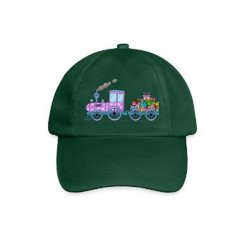 Children's train railway with trailer pink - Baseball Cap - bottle green - Front