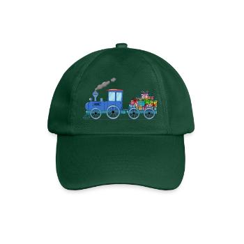 Kinderzug Eisenbahn mit Anhänger in blau - Baseballkappe - Flaschengrün - Vorne