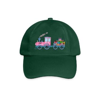Children's train railway with trailer pink - Baseball Cap - bottle green - Front