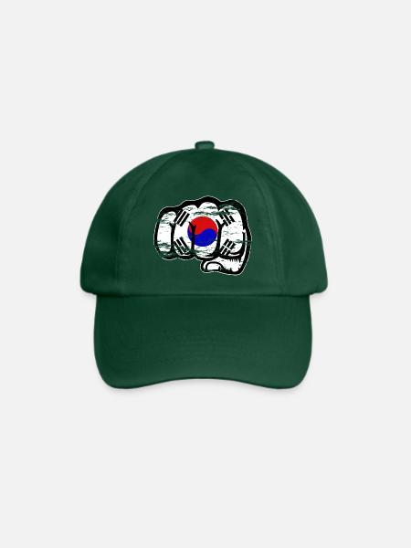 Südkorea Flagge Hand Faust used - Baseballkappe - Flaschengrün
