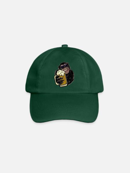 Affe mit Bier Biertrinkershirt Geschenk - Baseballkappe - Flaschengrün