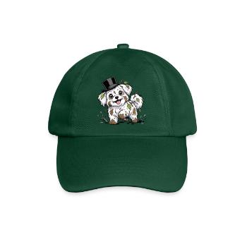 Witziger Hund mit Zylinder aus der Schmuddelpfütze - Baseballkappe - Flaschengrün - Vorne