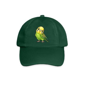 Grüner Wellensittich im Kawaii-Stil - Baseballkappe - Flaschengrün - Vorne
