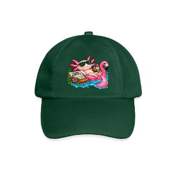 Axolotl im Pool – Stonks Börsen Humor - Baseballkappe - Flaschengrün - Vorne