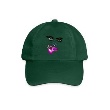 Pop-Art Neonlippen Gesicht - Baseballkappe - Flaschengrün - Vorne