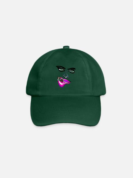 Pop-Art Neonlippen Gesicht - Baseballkappe - Flaschengrün