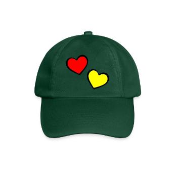 Zwei Herzen Rot Gelb Symbol - Baseballkappe - Flaschengrün - Vorne