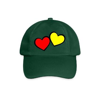 Zwei Herzen Rot Gelb Verbunden Symbol - Baseballkappe - Flaschengrün - Vorne