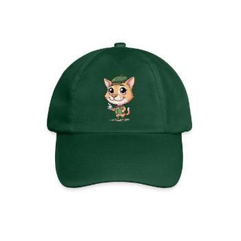 Katzenbarista im Grünen Outfit - Baseballkappe - Flaschengrün - Vorne