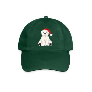 Weihnachtlicher Eisbär mit Nikolausmütze  - Baseballkappe - Flaschengrün - Vorne