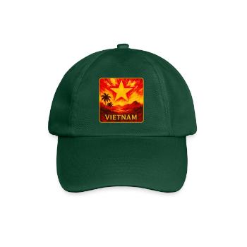 Vietnam mit gelbem Stern und Reisterrassen - Baseballkappe - Flaschengrün - Vorne
