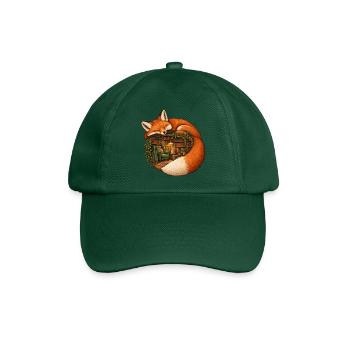 Schlafender Fuchs mit einer gemütlichen Bibliothek - Baseballkappe - Flaschengrün - Vorne