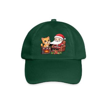CatChristmas: Weihnachtsmann am Kamin - Baseballkappe - Flaschengrün - Vorne